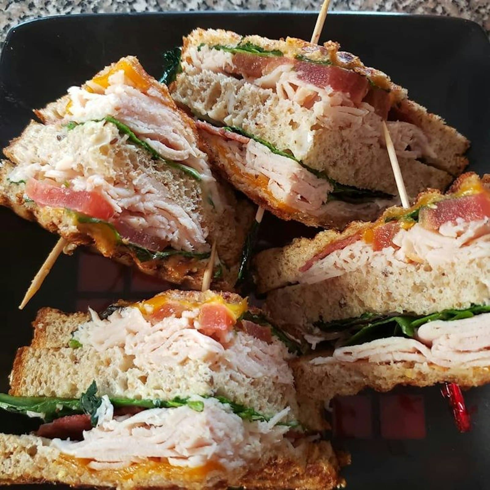 Double decker turkey club made fresh at Mabe's